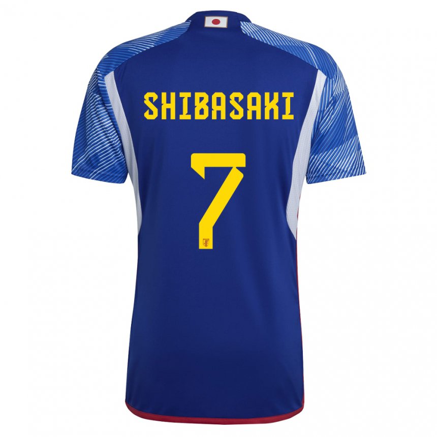 Homme Maillot Japon Gaku Shibasaki #7 Bleu Royal Tenues Domicile 22-24 T-shirt Suisse