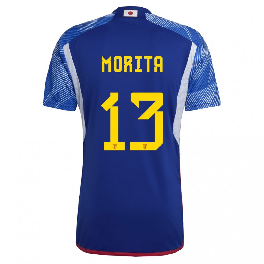 Homme Maillot Japon Hidemasa Morita #13 Bleu Royal Tenues Domicile 22-24 T-shirt Suisse