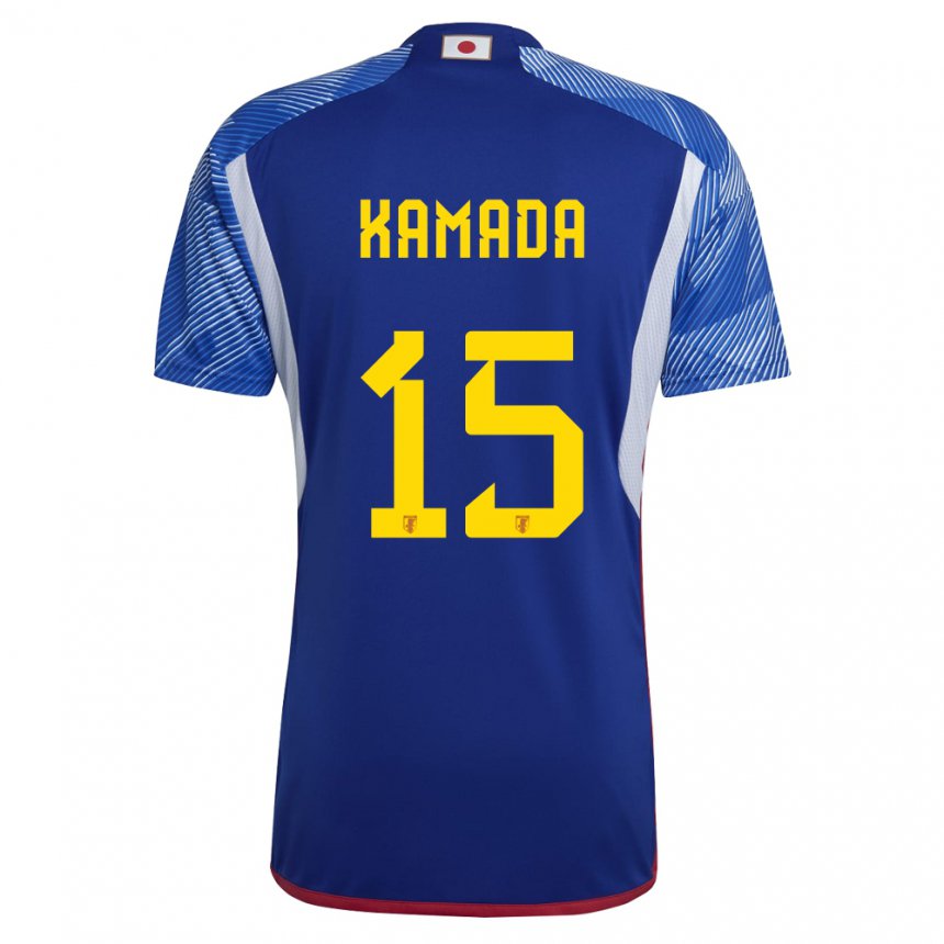 Homme Maillot Japon Daichi Kamada #15 Bleu Royal Tenues Domicile 22-24 T-shirt Suisse