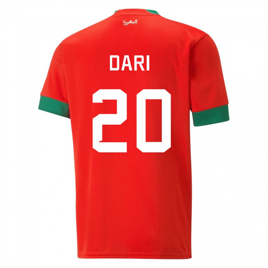 Homme Maillot Maroc Achraf Dari #20 Rouge Tenues Domicile 22-24 T-shirt Suisse