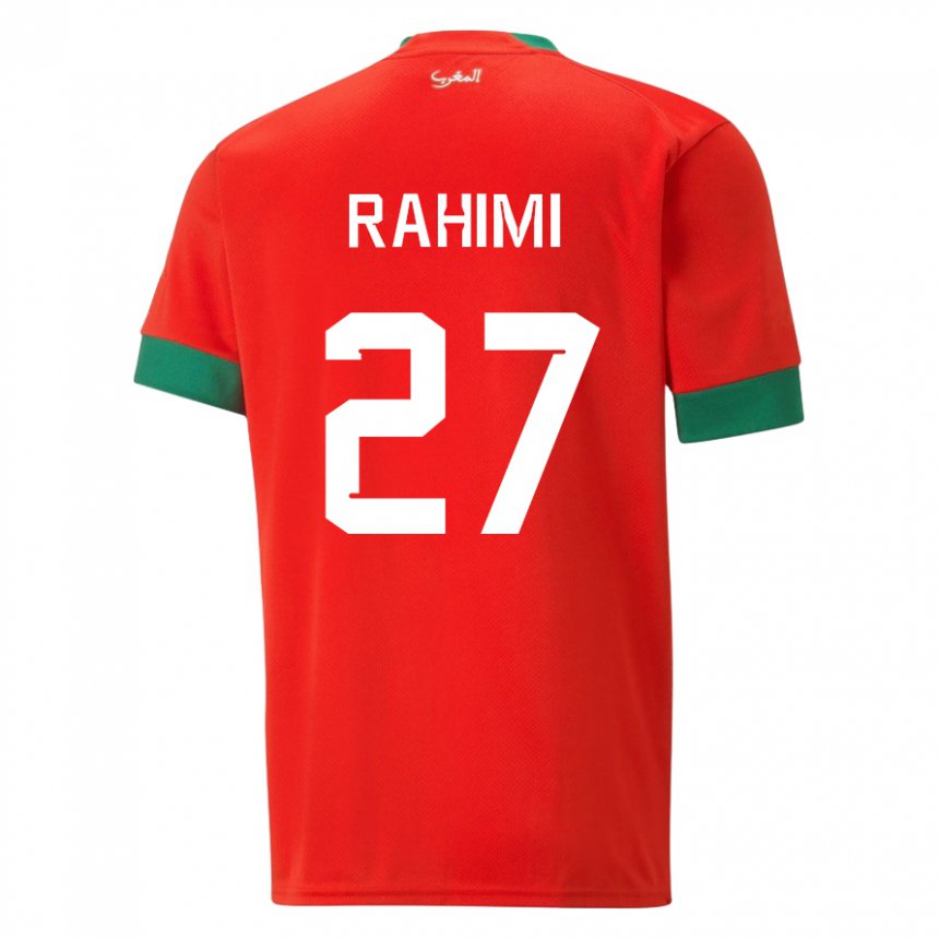 Homme Maillot Maroc Soufiane Rahimi #27 Rouge Tenues Domicile 22-24 T-shirt Suisse