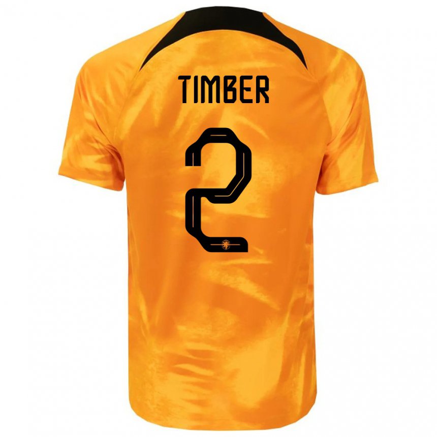 Homme Maillot Pays-bas Jurrien Timber #2 Orange Laser Tenues Domicile 22-24 T-shirt Suisse