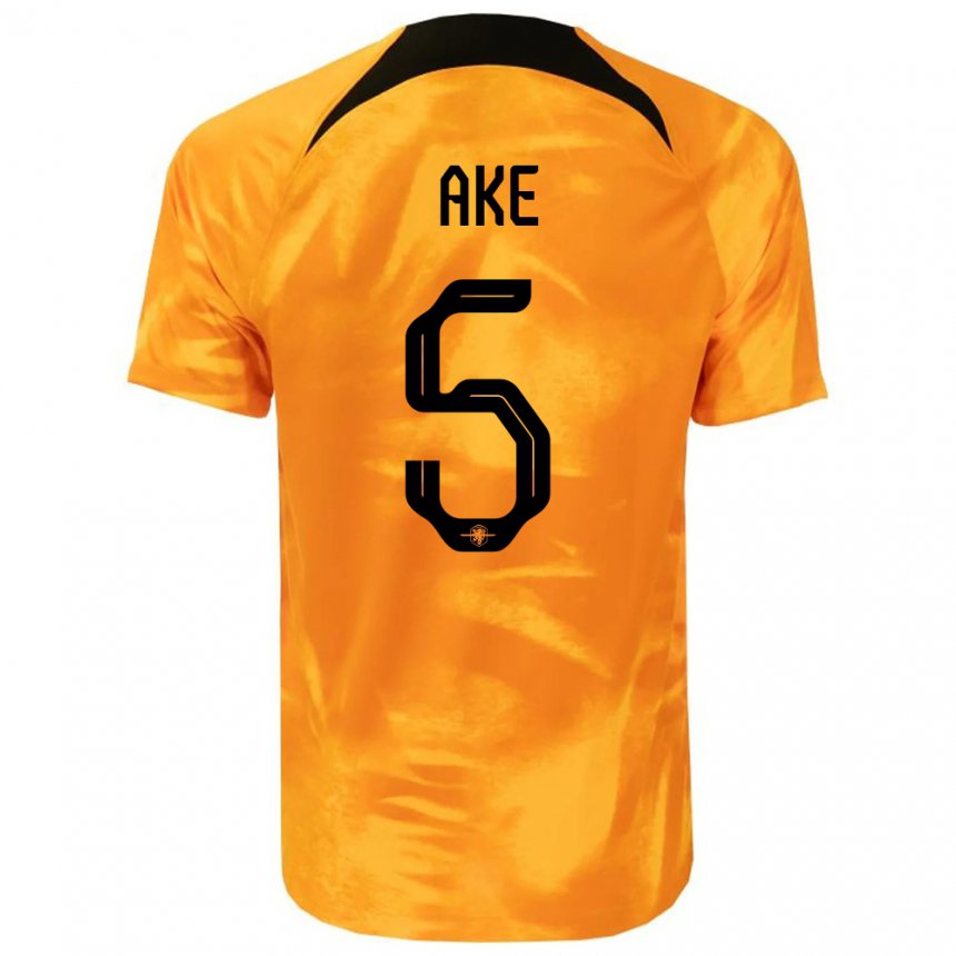 Homme Maillot Pays-bas Nathan Ake #5 Orange Laser Tenues Domicile 22-24 T-shirt Suisse