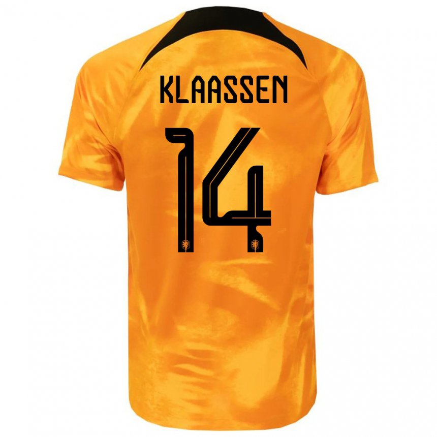 Homme Maillot Pays-bas Davy Klaassen #14 Orange Laser Tenues Domicile 22-24 T-shirt Suisse