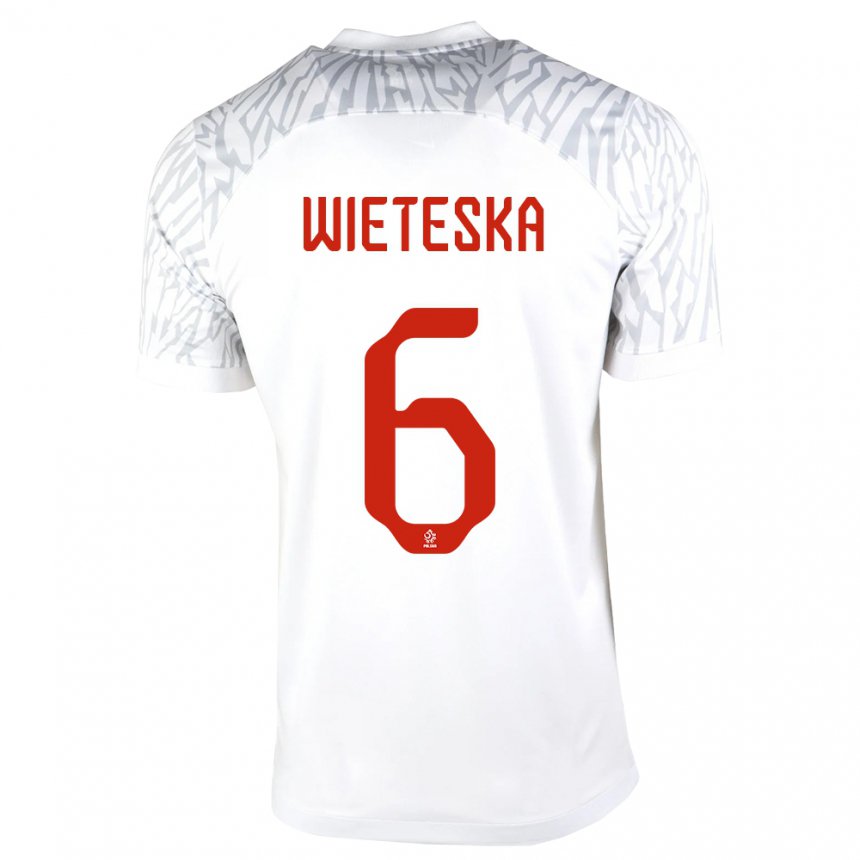 Homme Maillot Pologne Mateusz Wieteska #6 Blanc Tenues Domicile 22-24 T-shirt Suisse