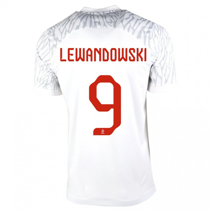 Homme Maillot Pologne Robert Lewandowski #9 Blanc Tenues Domicile 22-24 T-shirt Suisse