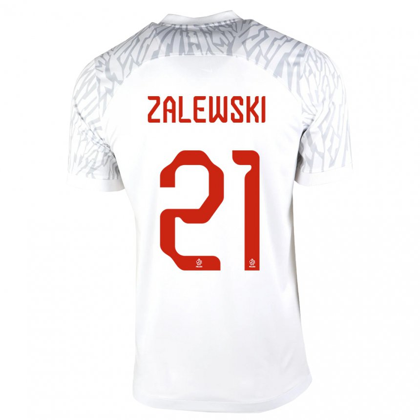 Homme Maillot Pologne Nicola Zalewski #21 Blanc Tenues Domicile 22-24 T-shirt Suisse