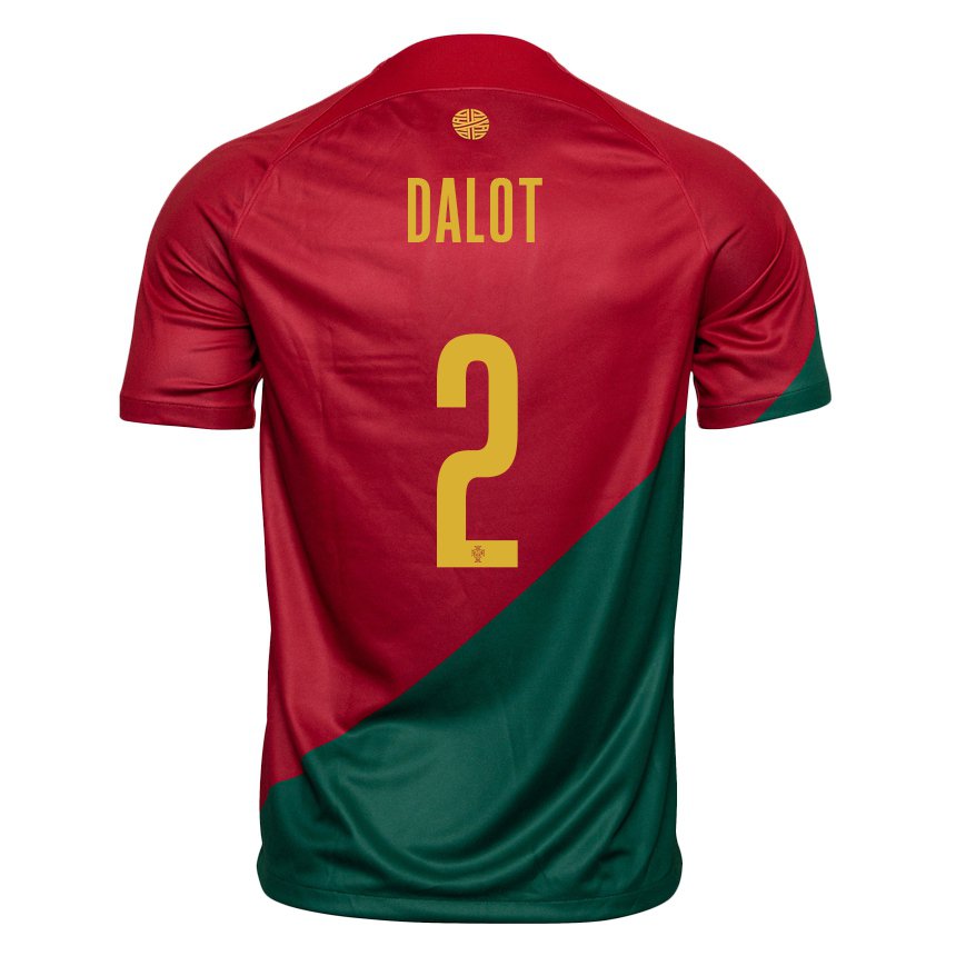 Homme Maillot Portugal Diogo Dalot #2 Rouge Vert Tenues Domicile 22-24 T-shirt Suisse