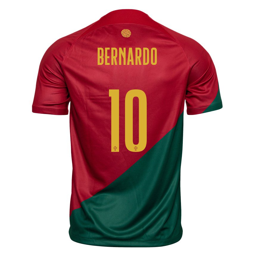 Homme Maillot Portugal Bernardo Silva #10 Rouge Vert Tenues Domicile 22-24 T-shirt Suisse