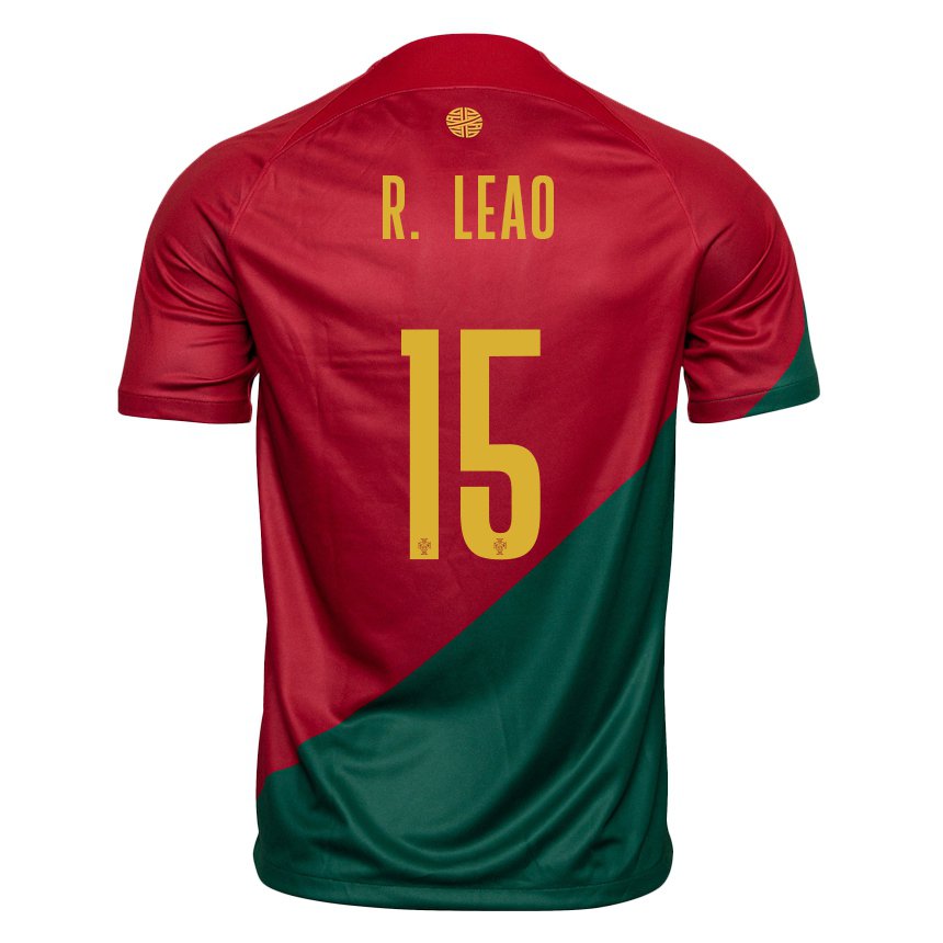 Homme Maillot Portugal Rafael Leao #15 Rouge Vert Tenues Domicile 22-24 T-shirt Suisse
