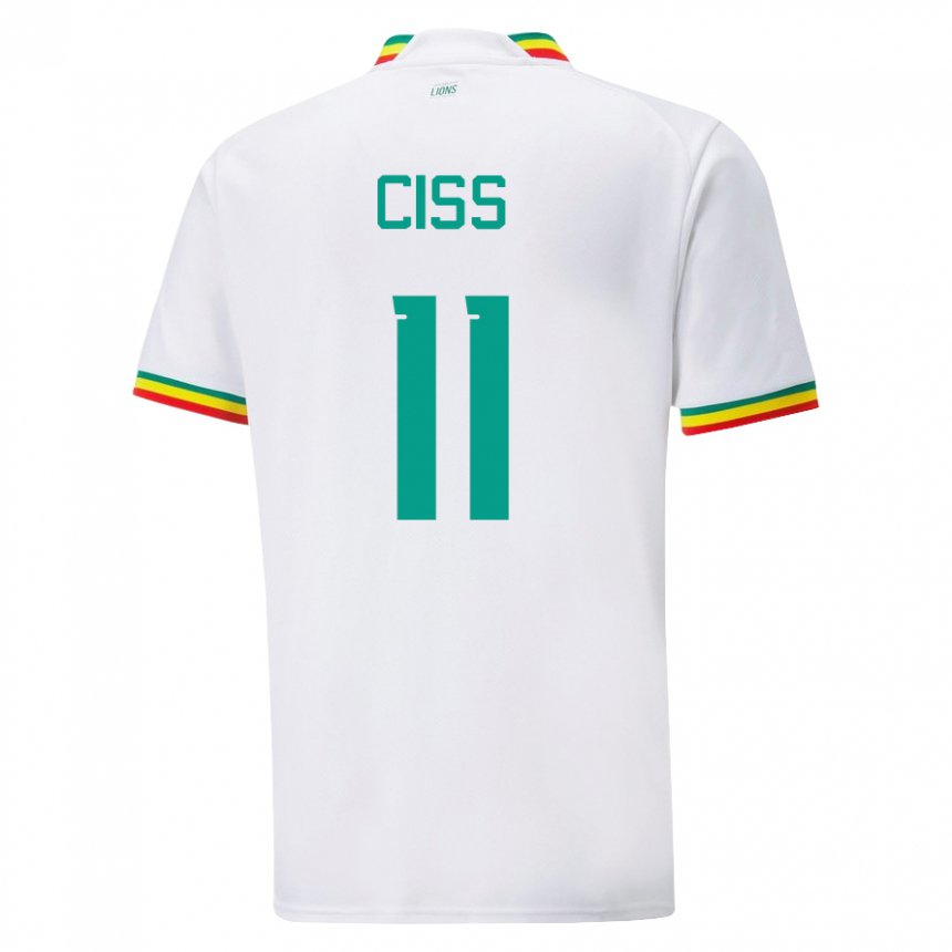 Homme Maillot Sénégal Pathe Ciss #11 Blanc Tenues Domicile 22-24 T-shirt Suisse