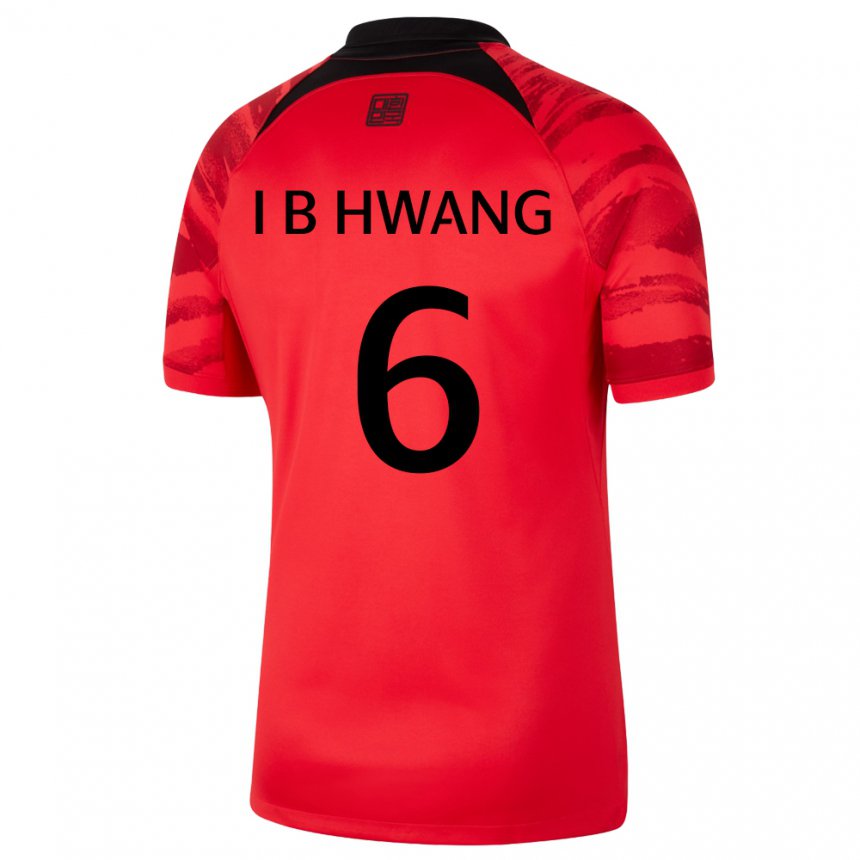 Homme Maillot Corée Du Sud In-beom Hwang #6 Rouge Noir Tenues Domicile 22-24 T-shirt Suisse
