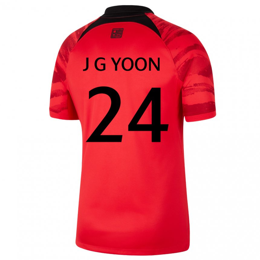 Homme Maillot Corée Du Sud Jong-gyu Yoon #24 Rouge Noir Tenues Domicile 22-24 T-shirt Suisse