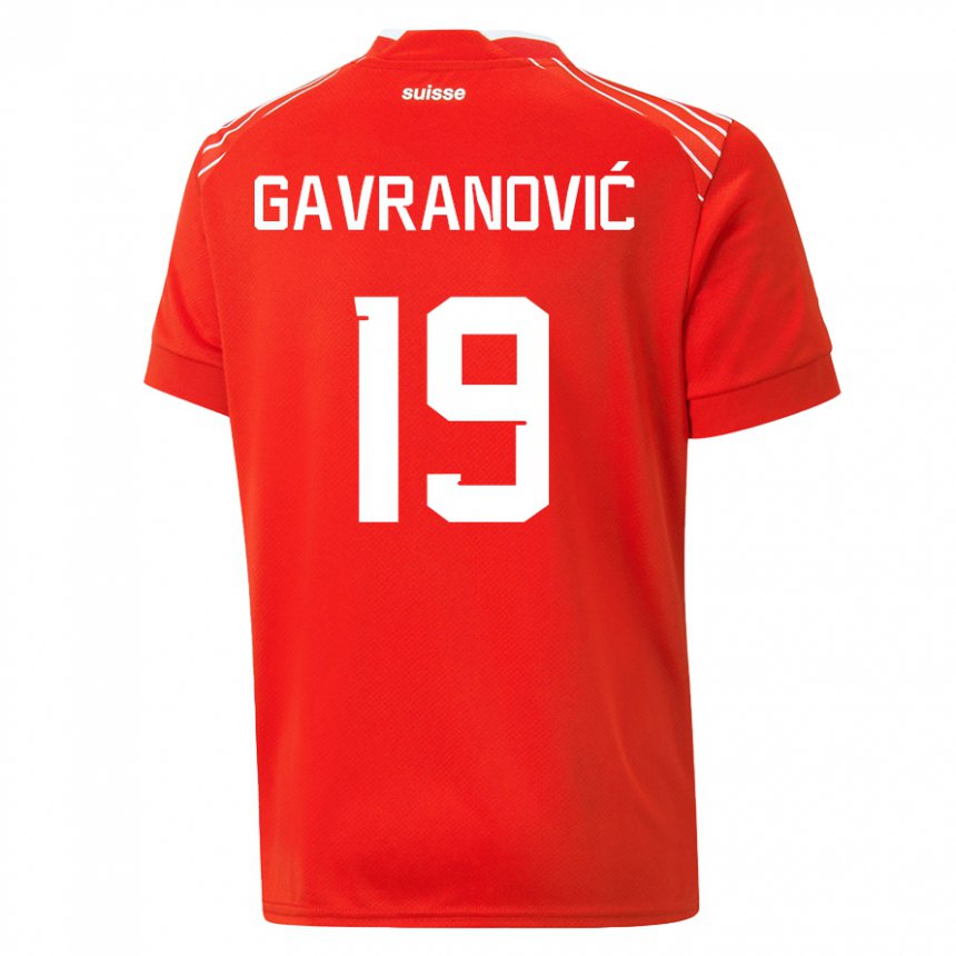 Homme Maillot Suisse Mario Gavranovic #19 Rouge Tenues Domicile 22-24 T-shirt Suisse
