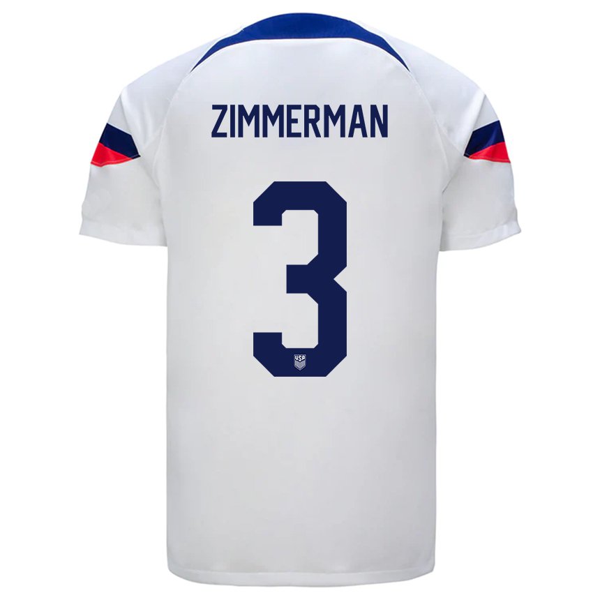 Homme Maillot États-unis Walker Zimmerman #3 Blanc Tenues Domicile 22-24 T-shirt Suisse