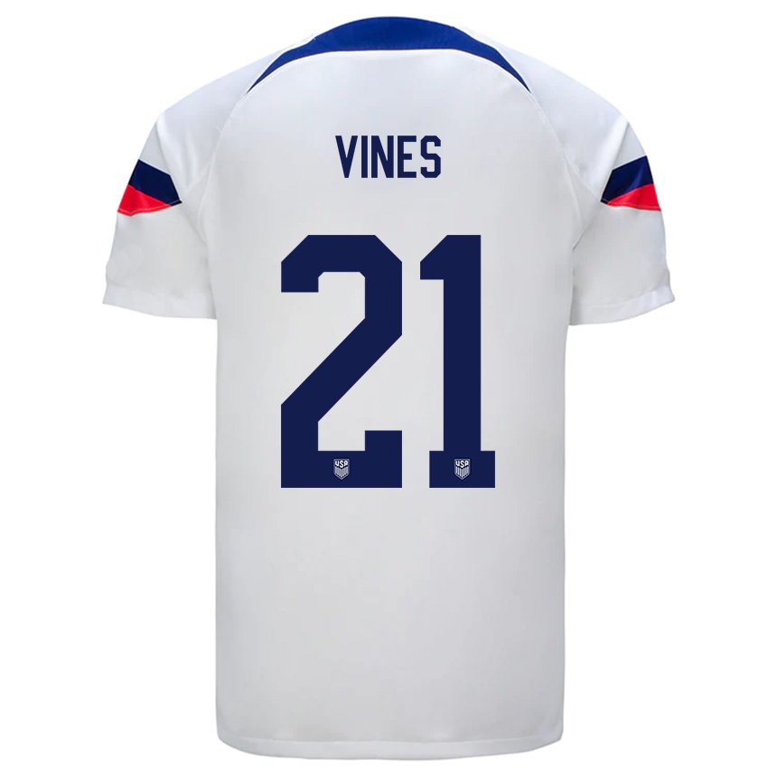 Homme Maillot États-unis Sam Vines #21 Blanc Tenues Domicile 22-24 T-shirt Suisse