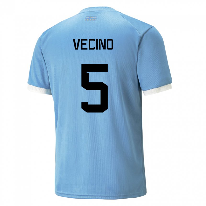 Homme Maillot Uruguay Matias Vecino #5 Bleue Tenues Domicile 22-24 T-shirt Suisse
