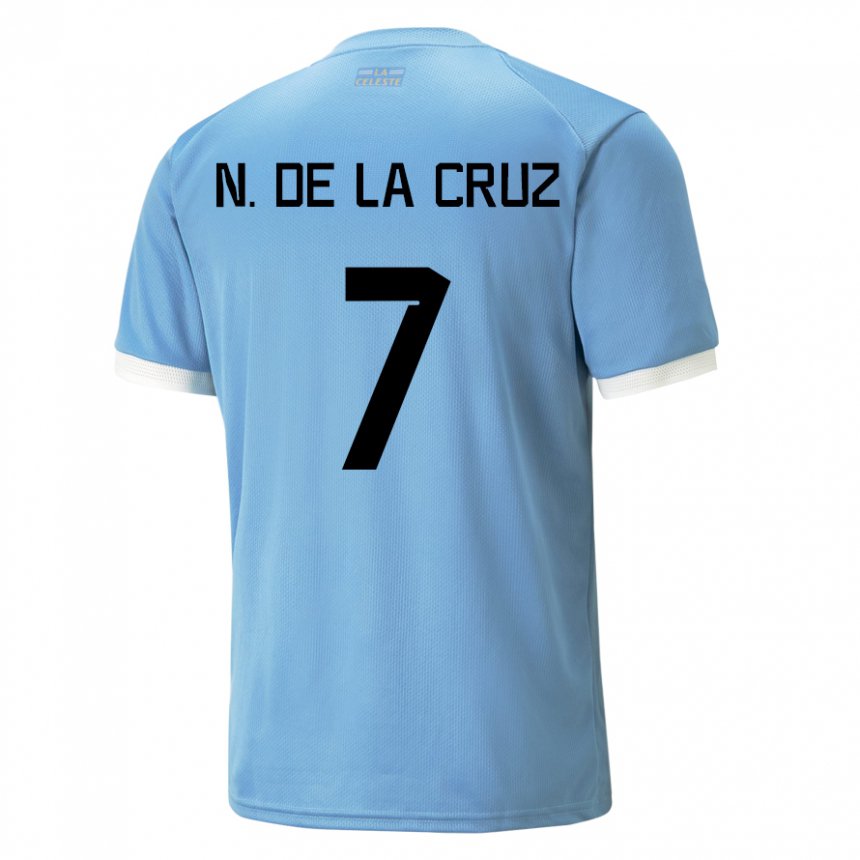 Herren Uruguayische Nicolas De La Cruz #7 Blau Heimtrikot Trikot 22-24 T-shirt Schweiz