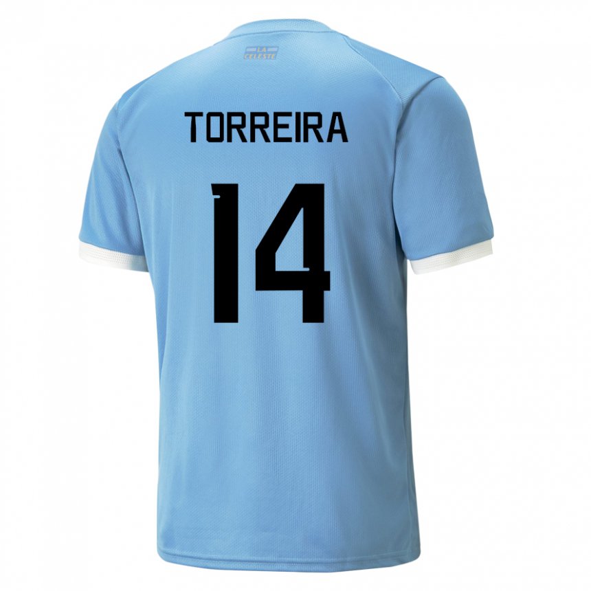 Homme Maillot Uruguay Lucas Torreira #14 Bleue Tenues Domicile 22-24 T-shirt Suisse