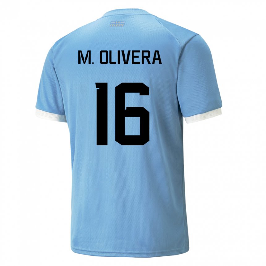 Herren Uruguayische Mathias Olivera #16 Blau Heimtrikot Trikot 22-24 T-shirt Schweiz