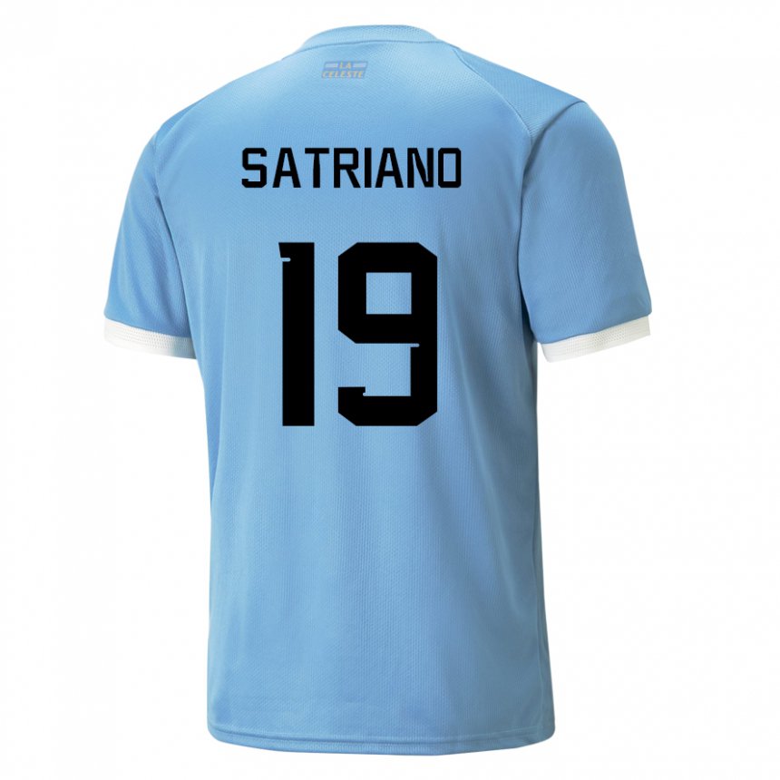 Homme Maillot Uruguay Martin Satriano #19 Bleue Tenues Domicile 22-24 T-shirt Suisse