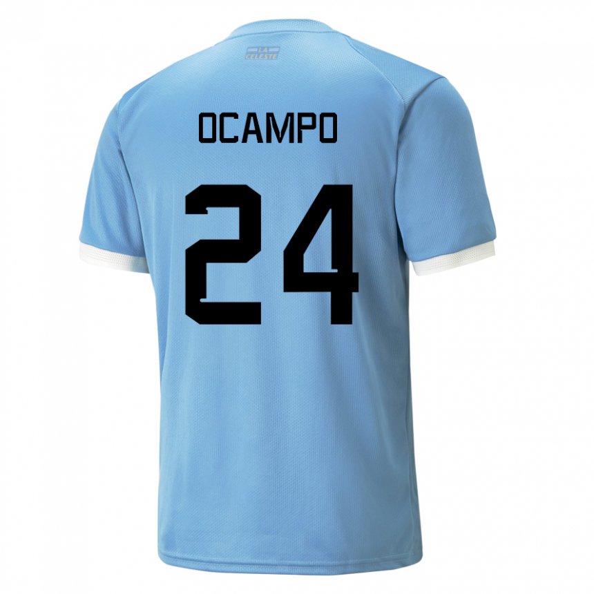 Homme Maillot Uruguay Brian Ocampo #24 Bleue Tenues Domicile 22-24 T-shirt Suisse