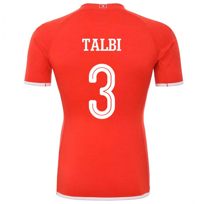 Homme Maillot Tunisie Montassar Talbi #3 Rouge Tenues Domicile 22-24 T-shirt Suisse