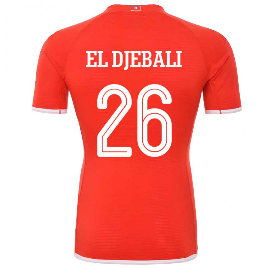 Homme Maillot Tunisie Chaim El Djebali #26 Rouge Tenues Domicile 22-24 T-shirt Suisse