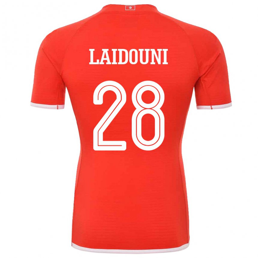 Homme Maillot Tunisie Aissa Laidouni #28 Rouge Tenues Domicile 22-24 T-shirt Suisse