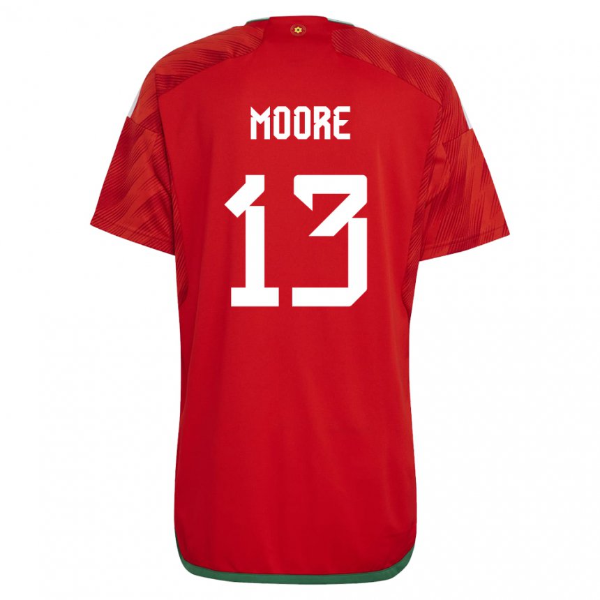 Herren Walisische Kieffer Moore #13 Rot Heimtrikot Trikot 22-24 T-shirt Schweiz