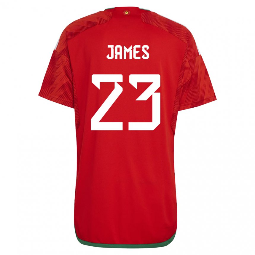 Homme Maillot Pays De Galles Jordan James #23 Rouge Tenues Domicile 22-24 T-shirt Suisse