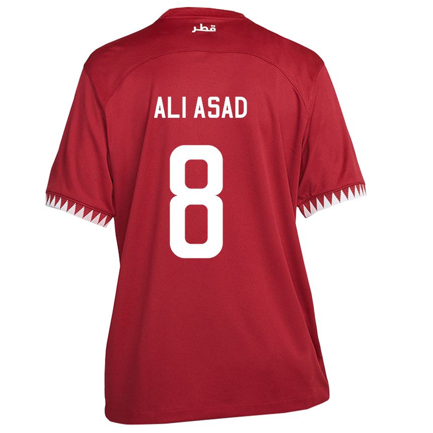 Herren Katarische Ali Asad #8 Kastanienbraun Heimtrikot Trikot 22-24 T-shirt Schweiz