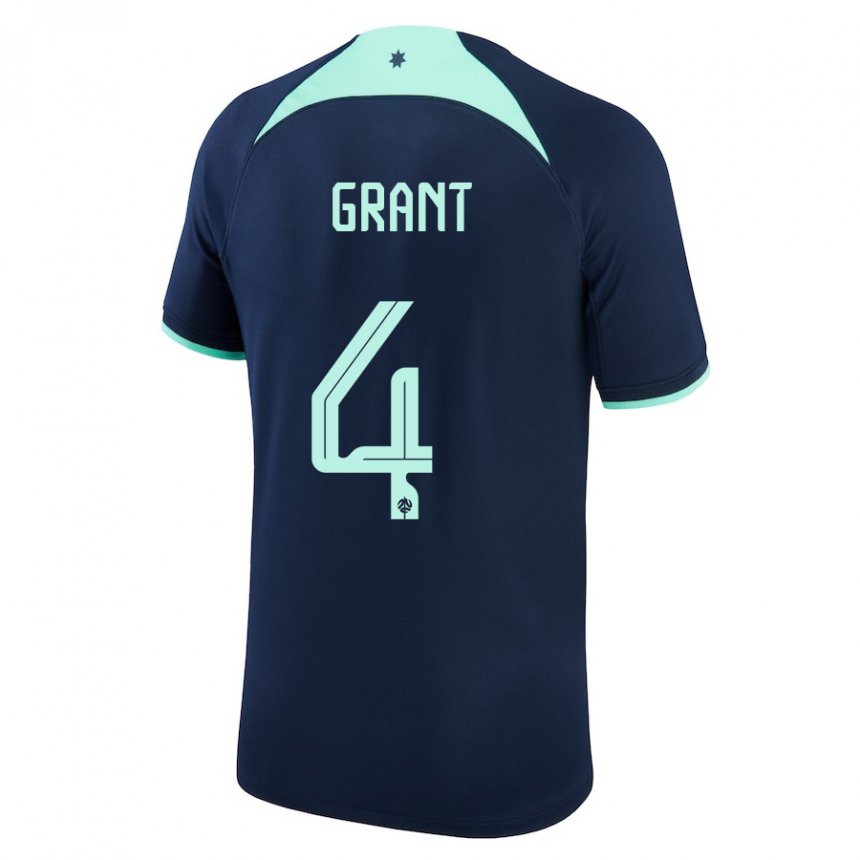Homme Maillot Australie Rhyan Grant #4 Bleu Foncé Tenues Extérieur 22-24 T-shirt Suisse