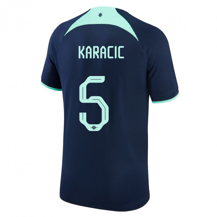 Herren Australische Fran Karacic #5 Dunkelblau Auswärtstrikot Trikot 22-24 T-shirt Schweiz
