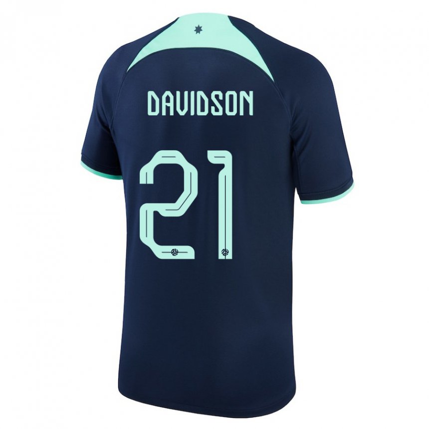 Homme Maillot Australie Jason Davidson #21 Bleu Foncé Tenues Extérieur 22-24 T-shirt Suisse