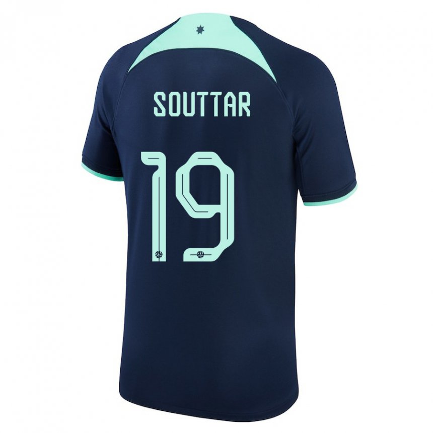 Homme Maillot Australie Harry Souttar #19 Bleu Foncé Tenues Extérieur 22-24 T-shirt Suisse
