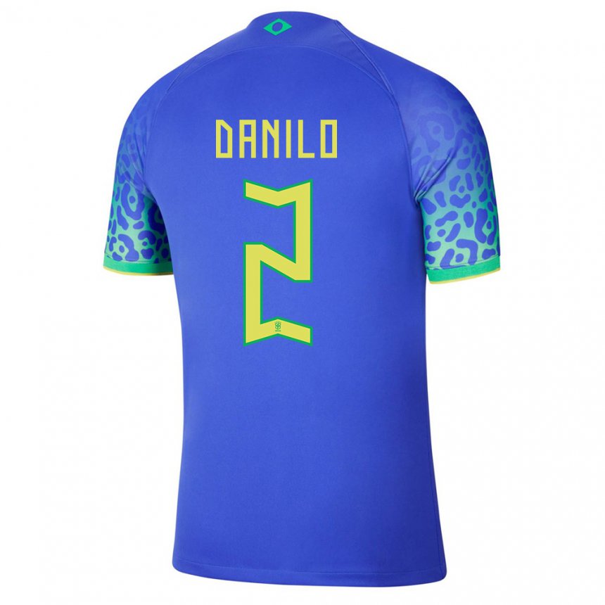 Homme Maillot Brésil Danilo #2 Bleue Tenues Extérieur 22-24 T-shirt Suisse