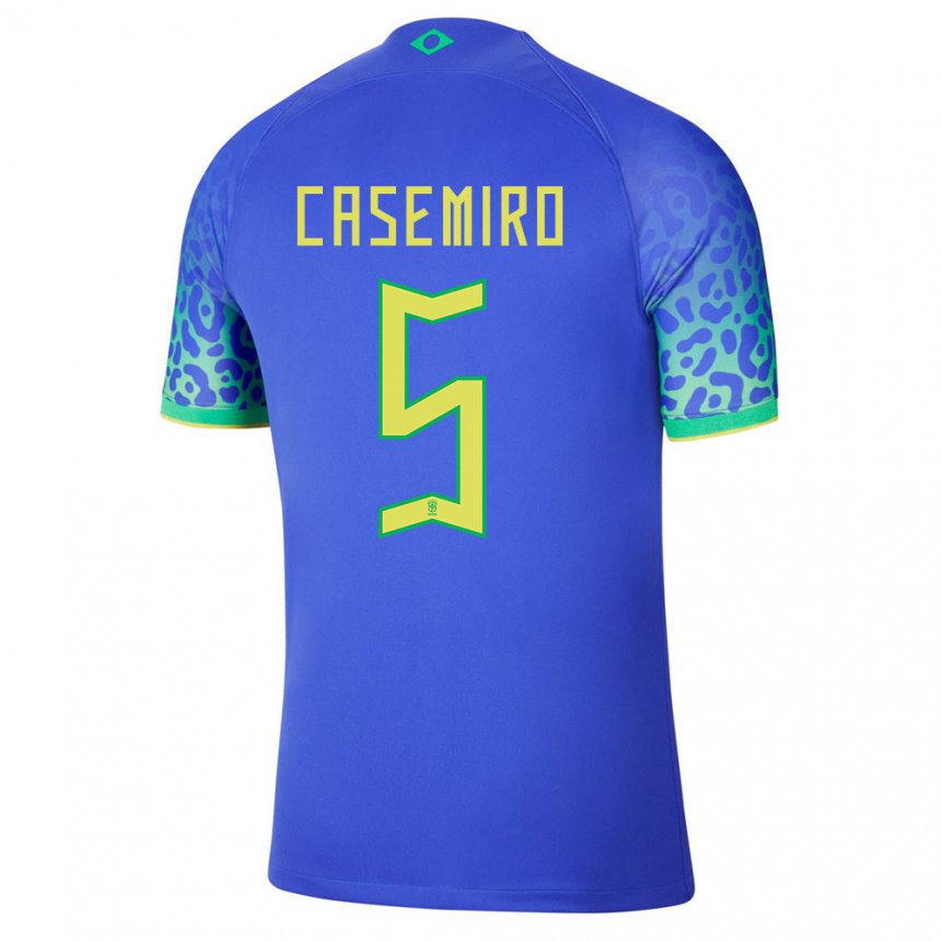 Homme Maillot Brésil Casemiro #5 Bleue Tenues Extérieur 22-24 T-shirt Suisse