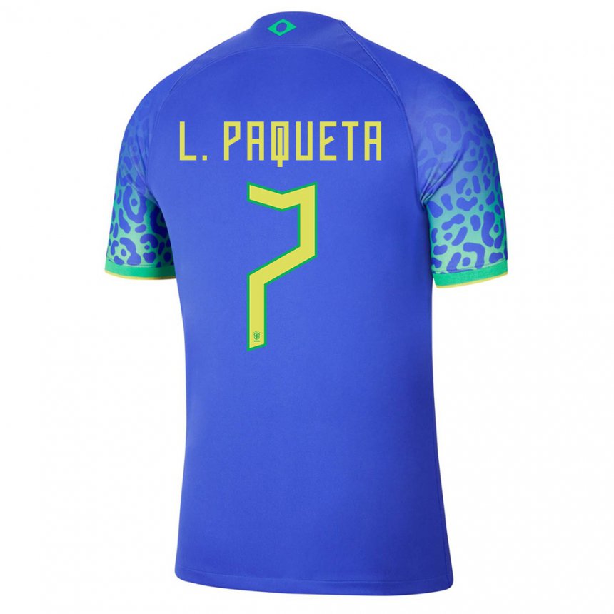 Homme Maillot Brésil Lucas Paqueta #7 Bleue Tenues Extérieur 22-24 T-shirt Suisse