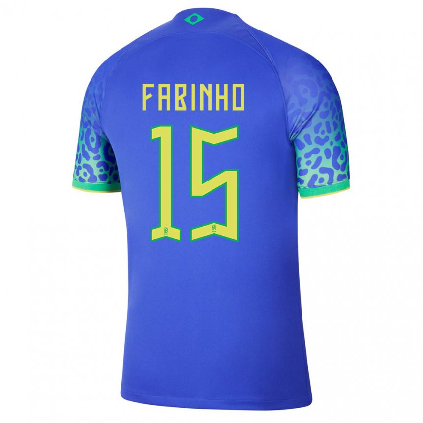 Homme Maillot Brésil Fabinho #15 Bleue Tenues Extérieur 22-24 T-shirt Suisse
