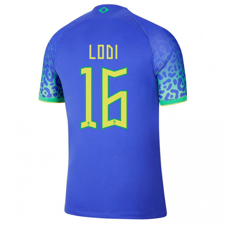 Homme Maillot Brésil Renan Lodi #16 Bleue Tenues Extérieur 22-24 T-shirt Suisse