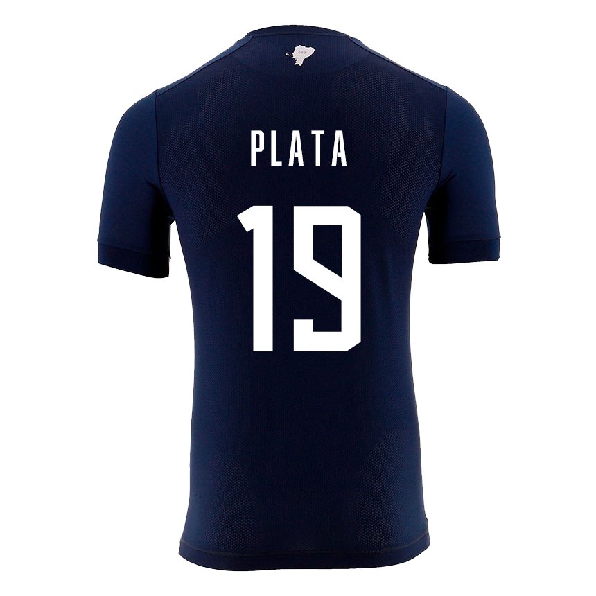 Homme Maillot Équateur Gonzalo Plata #19 Bleu Marine Tenues Extérieur 22-24 T-shirt Suisse