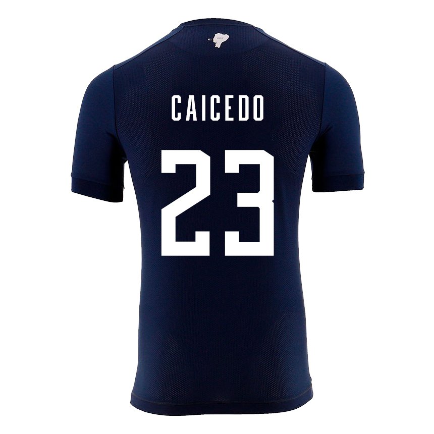 Homme Maillot Équateur Moises Caicedo #23 Bleu Marine Tenues Extérieur 22-24 T-shirt Suisse