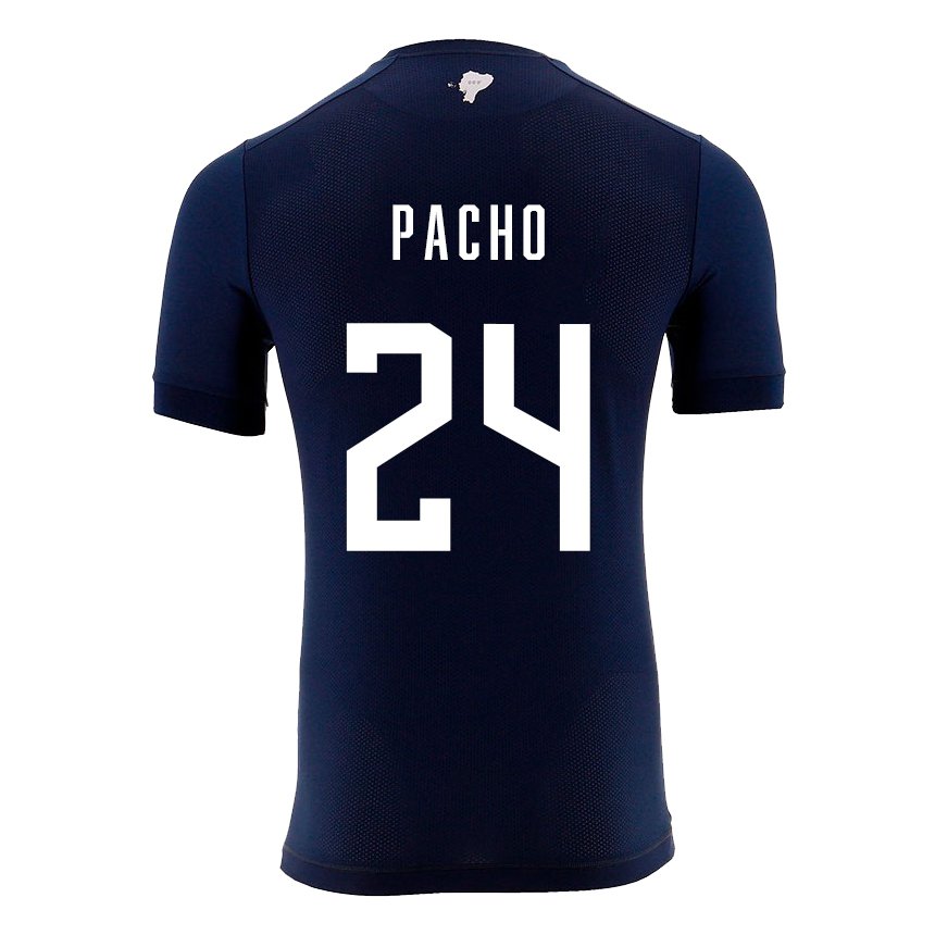 Homme Maillot Équateur William Pacho #24 Bleu Marine Tenues Extérieur 22-24 T-shirt Suisse