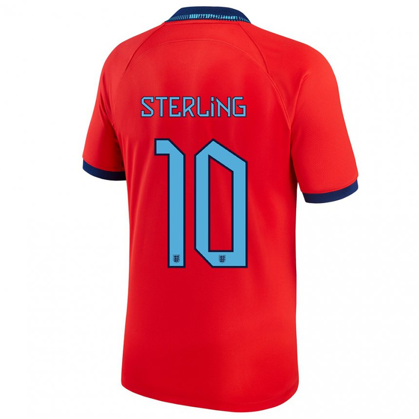 Homme Maillot Angleterre Raheem Sterling #10 Rouge Tenues Extérieur 22-24 T-shirt Suisse