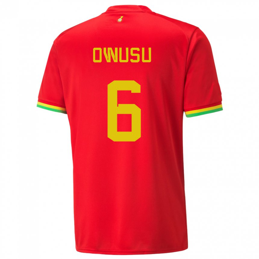 Homme Maillot Ghana Elisha Owusu #6 Rouge Tenues Extérieur 22-24 T-shirt Suisse