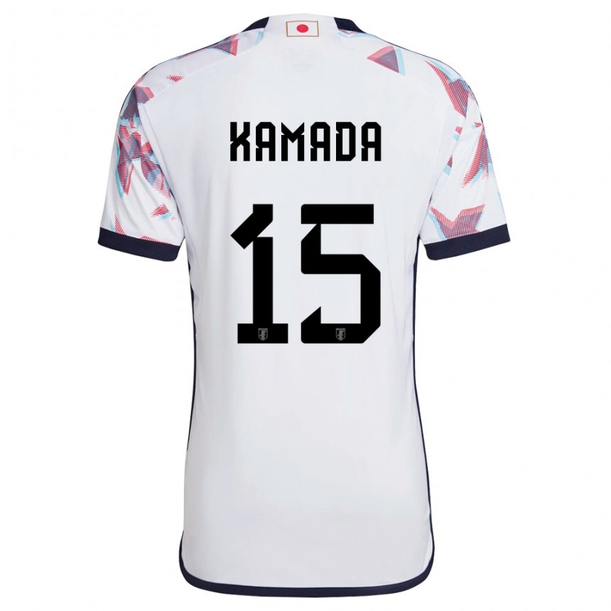 Homme Maillot Japon Daichi Kamada #15 Blanc Tenues Extérieur 22-24 T-shirt Suisse