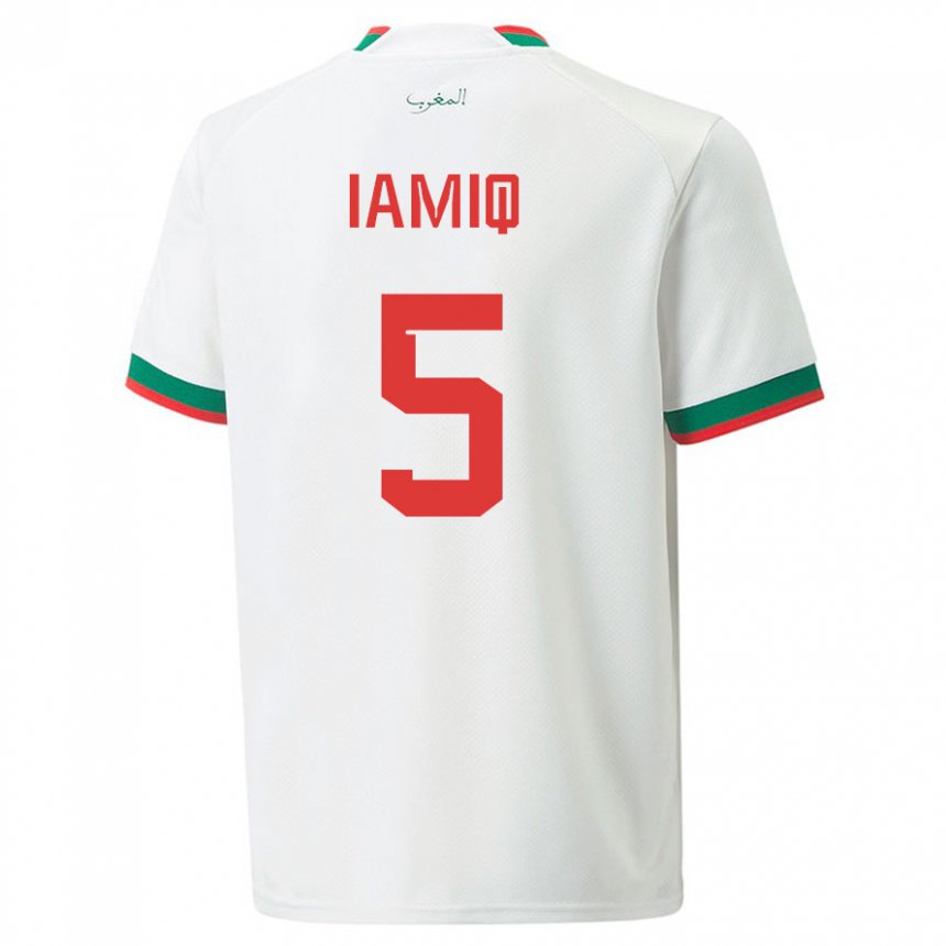 Homme Maillot Maroc Jawad Iamiq #5 Blanc Tenues Extérieur 22-24 T-shirt Suisse