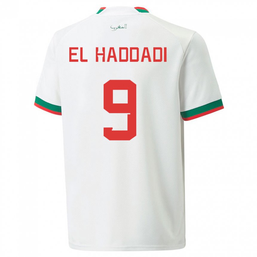Homme Maillot Maroc Munir El Haddadi #9 Blanc Tenues Extérieur 22-24 T-shirt Suisse