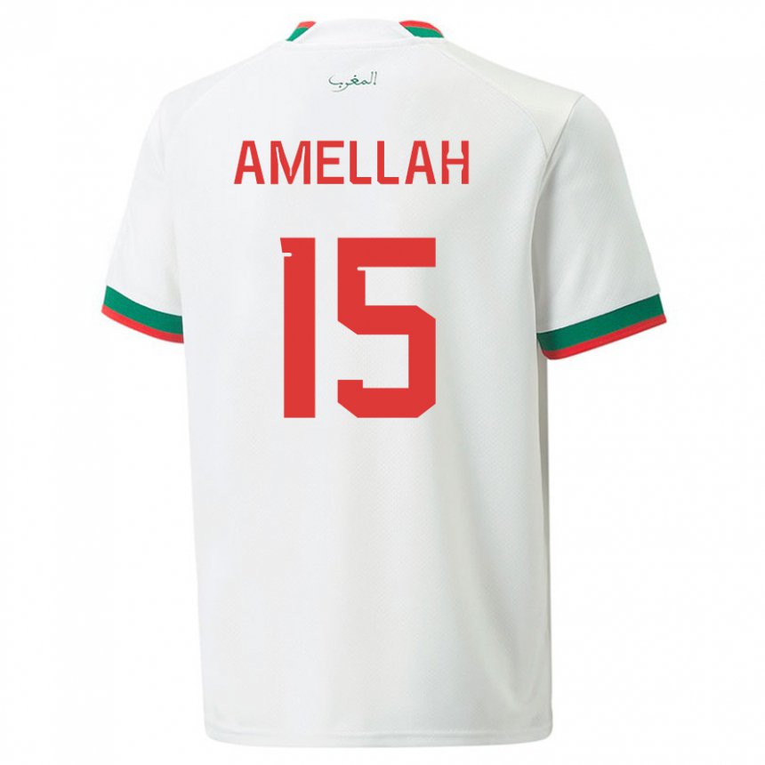 Homme Maillot Maroc Selim Amellah #15 Blanc Tenues Extérieur 22-24 T-shirt Suisse